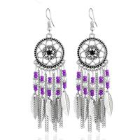 Tibetan Style Dream Catcher Earring, with Resin, micro pave cubic zirconia & for woman, more colors for choice, lead & cadmium free, 30x95mm, Sold By Pair