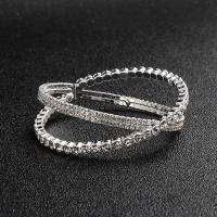 Tibetan Style Cuff Bangle, silver color plated, for woman & with rhinestone, lead & cadmium free, 60x20mm, Inner Diameter:Approx 60mm, Sold By PC