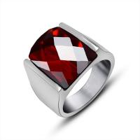 Titanium Steel Finger Ring, with Glass, Unisex & different size for choice & faceted, more colors for choice, Sold By PC