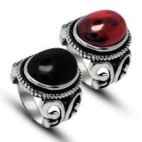 Titanium Steel Finger Ring, with Agate, Unisex & different size for choice & blacken, more colors for choice, Sold By PC