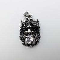 Stainless Steel Animal Pendants, Kylin, with rhinestone & blacken, 22x36mm, Hole:Approx 2-4mm, Sold By PC
