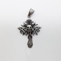 Roestvrij staal Skull Hangers, Skull Cross, Halloween Jewelry Gift & zwart maken, 32x46mm, Gat:Ca 2-4mm, Verkocht door PC