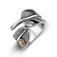 Titanium Steel Finger Ring Feather Unisex & blacken Sold By PC