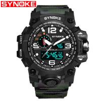 Synoke® Men Smykker Watch, Plast, med Resin & Stainless Steel, forgyldt, Livsbestandig & for mennesket & luminated, hæren grønt camouflage, 56x17.7mm, Længde Ca. 10 inch, Solgt af PC