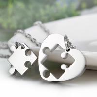 Titanium Steel Couple Pendant, Heart, polished, for couple, more colors for choice, 35x30x28mm, Hole:Approx 1.5mm, 5Pairs/Bag, Sold By Bag