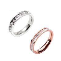 Titanium Steel Finger Ring plated & for woman & with rhinestone Sold By PC