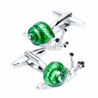 Brass Cufflinks Snail silver color plated Unisex & enamel Sold By Pair