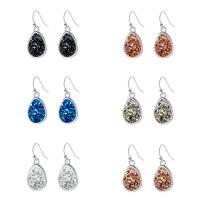 Tibetan Style Drop Earring, with Plastic, silver color plated, for woman, more colors for choice, 10x26mm, Sold By Pair