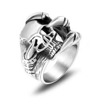 Titanium Steel Finger Ring Skull Unisex & blacken Sold By PC