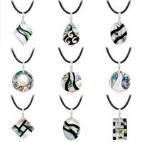 Tibetan Style Necklace, with Waxed Nylon Cord & Abalone Shell, with 2inch extender chain, silver color plated, adjustable & different styles for choice & for woman, nickel, lead & cadmium free, Length:Approx 15.5 Inch, 6Strands/Lot, Sold By Lot
