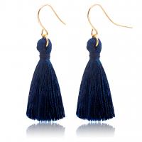 Zinc Alloy Tassel Earring with Nylon Cord gold color plated for woman 31mm Sold By Pair