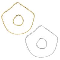 Parures de bijoux en acier inoxydable, Bracelet & collier, Placage, chaîne de gourmette & pour femme, plus de couleurs à choisir, 5.5mm, 34x6mm, 5.5mm, Longueur Environ 23.5 pouce, Environ 8 pouce, Vendu par fixé