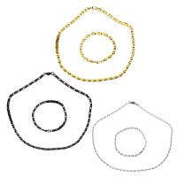 Parures de bijoux en acier inoxydable, Bracelet & collier, Placage, chaîne de boîte & pour femme, plus de couleurs à choisir, 7x3.5mm, 7x3.5mm, Longueur:Environ 20 pouce, Environ 8 pouce, Vendu par fixé