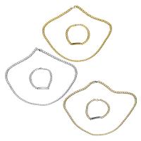 Parures de bijoux en acier inoxydable, Bracelet & collier, Placage, chaîne de gourmette & pour femme, plus de couleurs à choisir, 6mm, 34x6mm, 6mm, Longueur:Environ 23.5 pouce, Environ 8.5 pouce, Vendu par fixé
