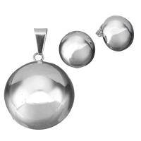 Fashion Stainless Steel Jewelry Sets pendant & earring Flat Round for woman original color Sold By Set