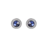 Tibetan Style Cufflinks, with Austrian Crystal, silver color plated, Unisex, 18x18mm, Sold By Pair