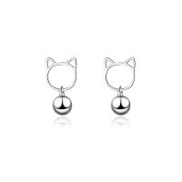 Brass Drop Earring, Cat, platinum plated, for woman, 18mm, Sold By Pair