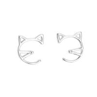 925 Sterling Silver Stud Earrings Cat silver color plated for woman 12mm Sold By Pair