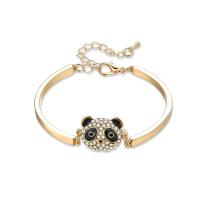 Zinc Alloy Bracelet with 55mm extender chain Panda gold color plated oval chain & for woman & with rhinestone lead & cadmium free 20mm Inner Approx 47mm Sold Per Approx 4.5 Inch Strand
