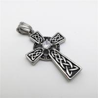 Stainless Steel Cross Pendants with rhinestone & blacken Approx 2-4mm Sold By PC