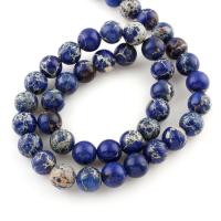 Impression Jaspis Perle, rund, verschiedene Größen vorhanden, blau, Bohrung:ca. 1mm, verkauft per ca. 15.5 ZollInch Strang
