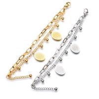 Stainless Steel Jewelry Bracelet, with 1.37inch extender chain, plated, double link chain & oval chain & for woman, more colors for choice, 2mm, Sold Per Approx 6.7 Inch Strand