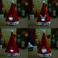 Tecido Napped Chapéu do Natal, Gorro de Natal, com luz LED & Jóias de Natal & Vario tipos a sua escolha, vermelho, 250x360mm, 10PCs/Lot, vendido por Lot