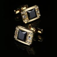 Brass Cufflinks real gold plated for man & with cubic zirconia Sold By Pair