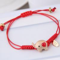 alliage de zinc bracelet de Woven Ball, avec corde en nylon & résine, animal, réglable & styles différents pour le choix & pour femme, rouge, sans plomb et cadmium, 170x12mm, Vendu par Environ 6.7 pouce brin