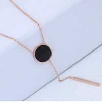 Titanium Stål Halskæde, med Akryl, Flad Rund, oval kæde & for kvinde, 67x12mm, Solgt Per Ca. 17 inch Strand