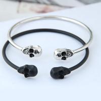 Zinc Alloy Cuff Bangle Skull plated for woman lead & cadmium free Inner Approx 67mm Sold By PC