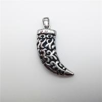 Stainless Steel Pendants, Wolf Tooth, blacken, 30x45mm, Hole:Approx 2-4mm, Sold By PC