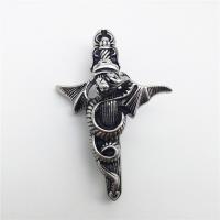Bijoux pendentifs en acier inoxydable , épéesabre, noircir, 44x63mm, Trou:Environ 2-4mm, Vendu par PC