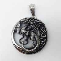 Stainless Steel Animal Pendants, Dragon, blacken, 49x54mm, Hole:Approx 2-4mm, Sold By PC