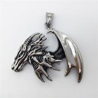 Stainless Steel Animal Pendants, Dragon, blacken, 48x42mm, Hole:Approx 2-4mm, Sold By PC