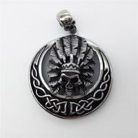 Stainless Steel Skull Pendants, Halloween Jewelry Gift & blacken, 49x54mm, Hole:Approx 2-4mm, Sold By PC
