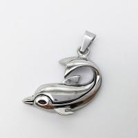 Stainless Steel Animal Pendants, Dolphin, blacken, 32x30mm, Hole:Approx 2-4mm, Sold By PC