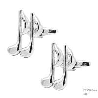Brass Cufflinks Music Note platinum plated for man Sold By Pair