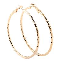 Brass Hoop Earring, gold color plated, flower cut, nickel, lead & cadmium free, 59x62x2mm, Sold By Pair