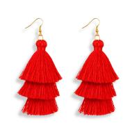 Zinc Alloy Tassel Earring with Nylon gold color plated for woman Sold By Pair
