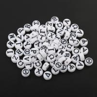 Perles acrylique alphabet, Lettre d’alphabet, envoyé au hasard, blanc, 8x4mm, Trou:Environ 0.5mm, 4600PC/sac, Vendu par sac