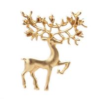 Tibetan Style Collar Brooch, Deer, gold color plated, Unisex & frosted, lead & cadmium free, 28x35mm, Hole:Approx 0.5mm, 10PCs/Lot, Sold By Lot