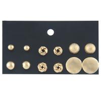 Zinc Alloy Stud Earring Set, guldfarve belagt, for kvinde, nikkel, bly & cadmium fri, 6mm, 8mm, 9mm, 10mm, 15mm, 6par/Lot, Solgt af Lot