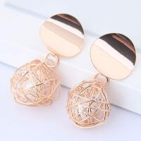 Zinc Alloy Drop Earrings with ABS Plastic Pearl Round plated for woman Sold By Pair