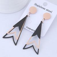 Titanium Steel  Earring, with Acrylic, rose gold color plated, for woman, lead & cadmium free, 60x20mm, Sold By Pair