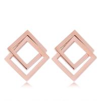 Titanium Steel Stud Earring Square rose gold color plated for woman lead & cadmium free 22mm Sold By Pair