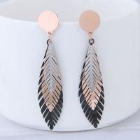 Titanium Steel  Earring Leaf plated for woman lead & cadmium free Sold By Pair