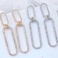 Zinc Alloy Drop Earrings plated for woman & with rhinestone lead & cadmium free Sold By Pair
