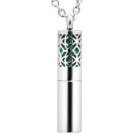Stainless Steel Perfume Locket Pendant, Column, polished, hollow, original color, 10x10x42mm, Sold By PC