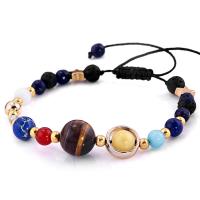 Bracelets Woven Ball pierres précieuses, pierre gemme, avec corde en nylon & laiton, Placage, réglable & styles différents pour le choix & pour femme, Vendu par Environ 7.3 pouce brin